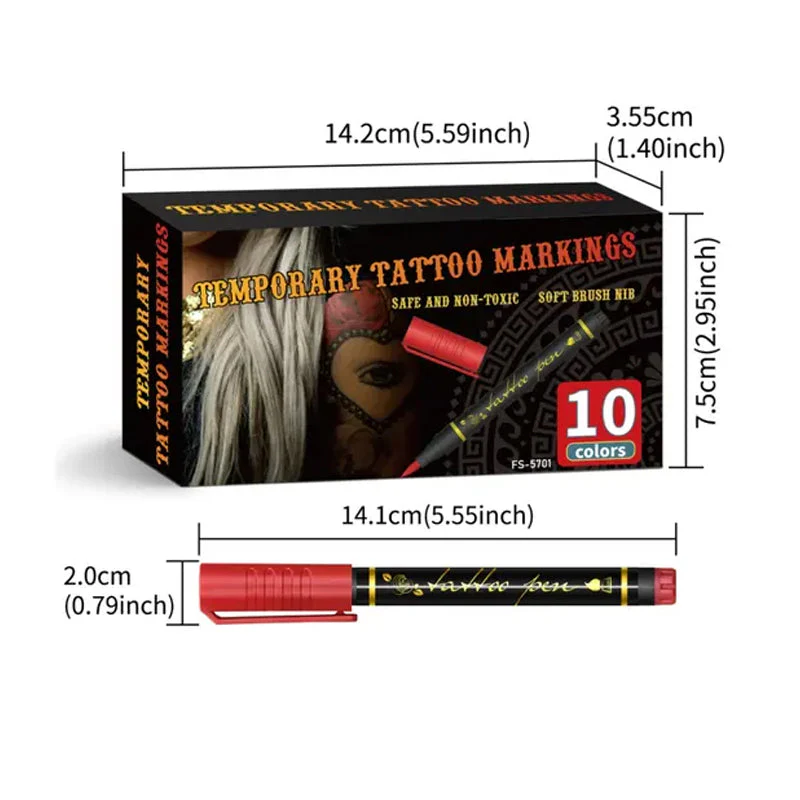Set de 10 marqueurs pour tatouages temporaire - Image 10