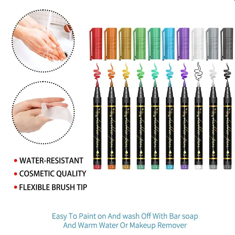 Set de 10 marqueurs pour tatouages temporaire - Image 3