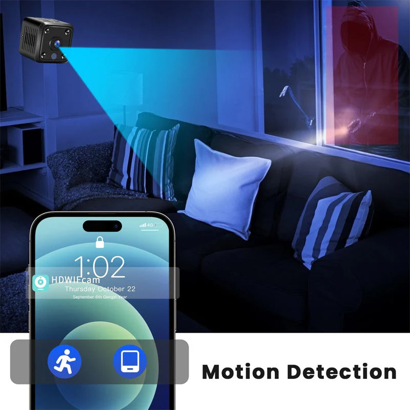 ✨Prix réduit pour une durée limitée 75%✨🏆 Caméra de surveillance HD 1080p avec base de montage magnétique, vision nocturne et détection de mouvement - Image 5
