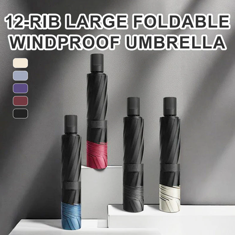 ☔ Parapluie Grand Format 12 Baleines Pliable et Anti-Vent - Protection Ultime !📢📢3 dernières heures : Grande vente⏰⏰