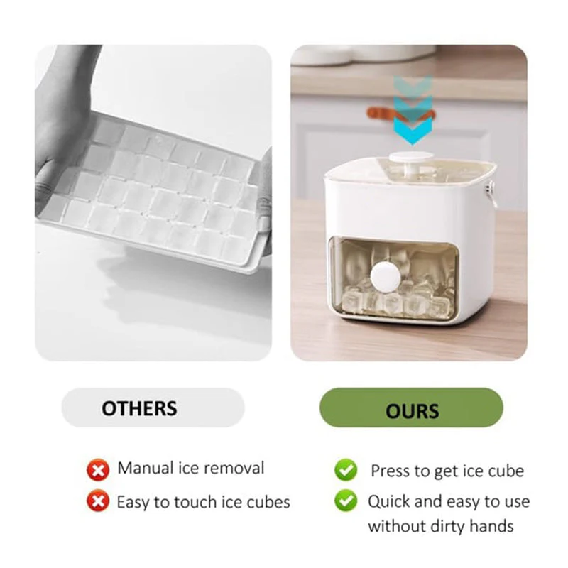 2 Tier Convenient Push-In Ice Cube Mold with Tray Case - Image 7