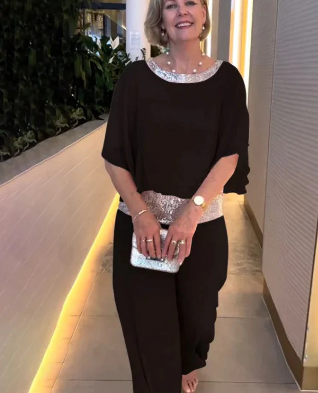 📢📢60 % de réduction !! ⏰Ensemble chic et élégant à paillettes et blocs de couleur👚👖✨ - Image 8