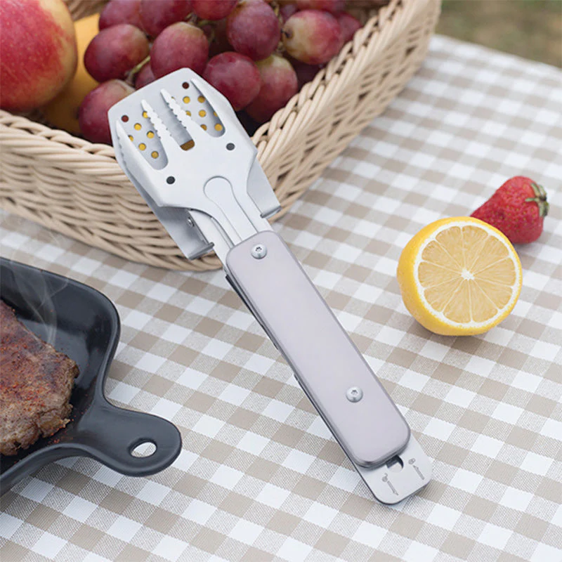 👨‍🍳👍3-in-1 Camping BBQ Grill Utensils Home Fork Spatula Clip - Image 2