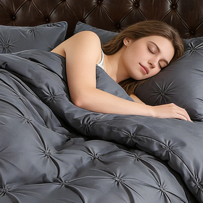 📢📢60 % de réduction !! ⏰Ensemble de housse de couette et taies d'oreiller à plis creux, 3 pièces - Image 6