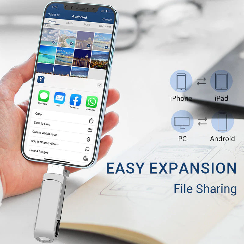 💾50% DE RÉDUCTION ! 📊 Clé USB 4-en-1 Multi-Interfaces - Transfert Ultra-Rapide vers PC/iPhone/Android, Compacte et Universelle 📱📦 - Image 2