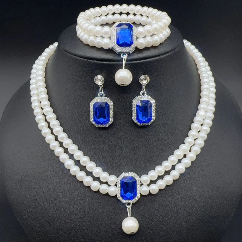 📢📢60% DE RÉDUCTION ! ❄️Ensemble de 4 bijoux de luxe à double rangée de fausses perles - Image 5