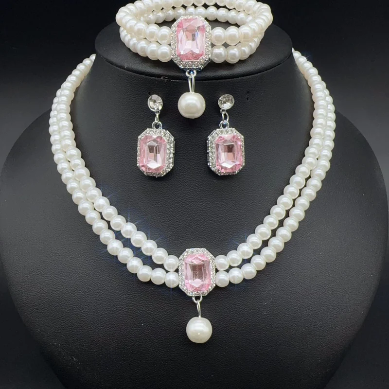 📢📢60% DE RÉDUCTION ! ❄️Ensemble de 4 bijoux de luxe à double rangée de fausses perles - Image 6