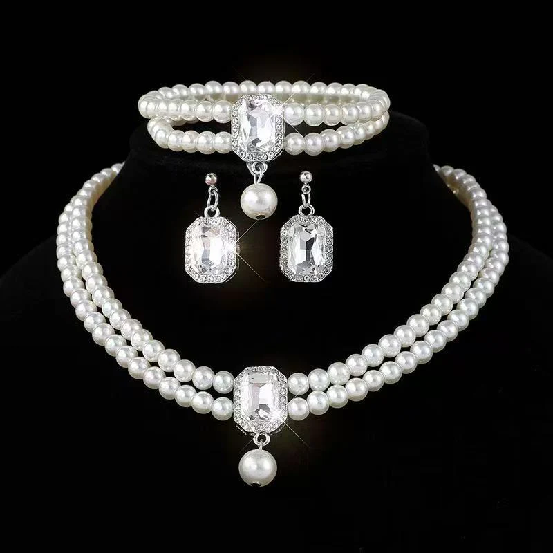 📢📢60% DE RÉDUCTION ! ❄️Ensemble de 4 bijoux de luxe à double rangée de fausses perles - Image 7