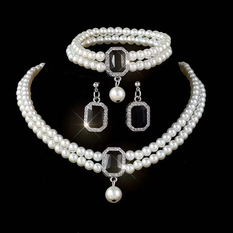 📢📢60% DE RÉDUCTION ! ❄️Ensemble de 4 bijoux de luxe à double rangée de fausses perles - Image 8