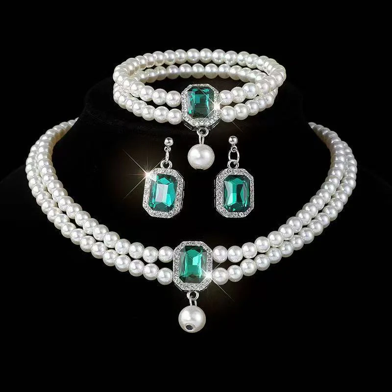 📢📢60% DE RÉDUCTION ! ❄️Ensemble de 4 bijoux de luxe à double rangée de fausses perles - Image 9