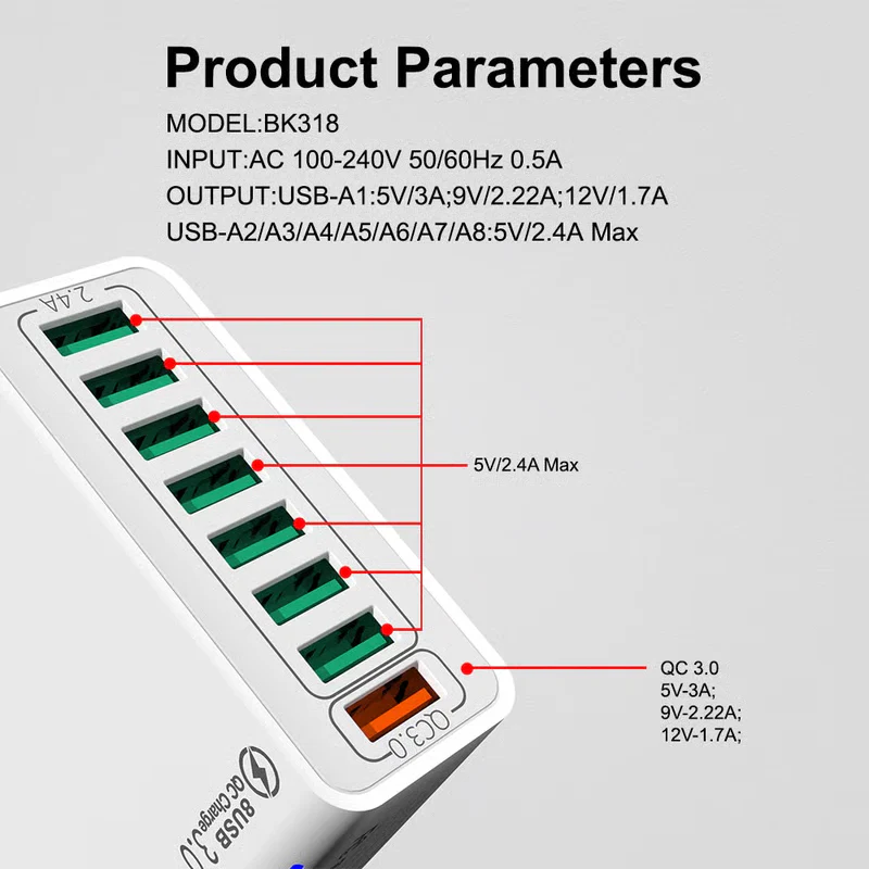 📢📢50 % de réduction !! ⏰Chargeur USB à 8 Ports - Image 7