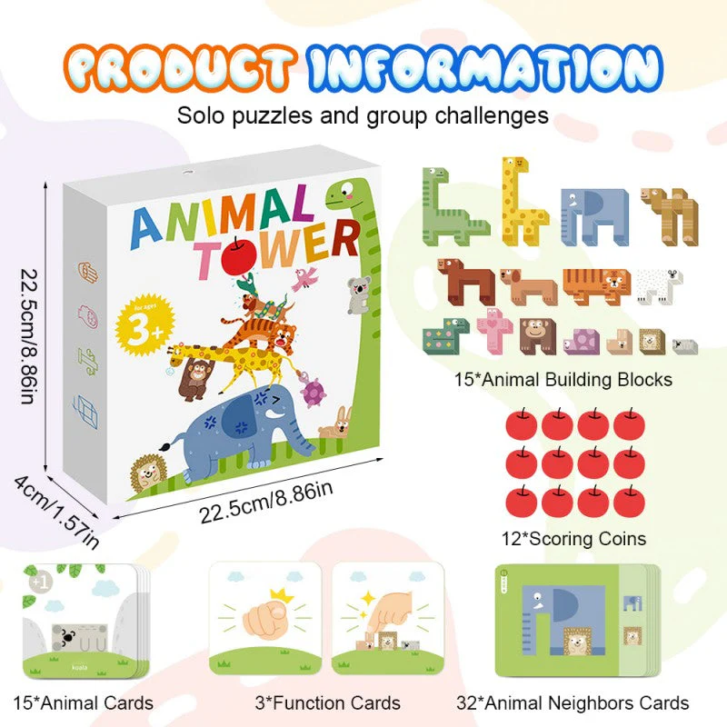 📢📢60 % de réduction !!!🎅Jeu de cubes empilables sur le thème des animaux pour enfants - Image 7