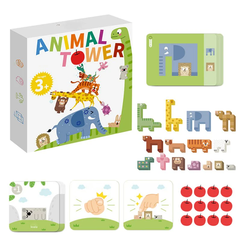 📢📢60 % de réduction !!!🎅Jeu de cubes empilables sur le thème des animaux pour enfants - Image 8