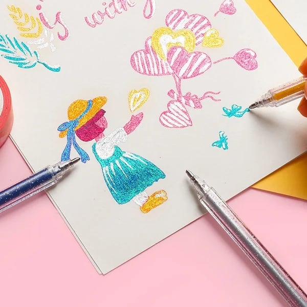 📢📢60 % de réduction !!!✨Set de Stylos Gel Pailletés Biodégradables 🎨 Écriture Douce, Couleurs Éclatantes & Idéal pour DIY, Coloriage & Créativité ! - Image 10