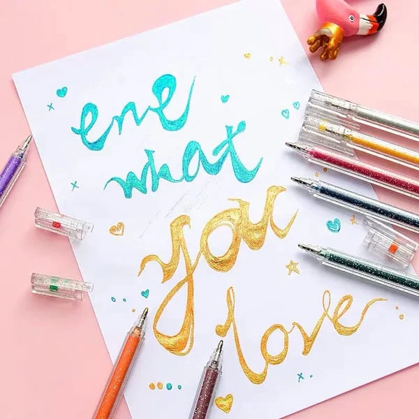 📢📢60 % de réduction !!!✨Set de Stylos Gel Pailletés Biodégradables 🎨 Écriture Douce, Couleurs Éclatantes & Idéal pour DIY, Coloriage & Créativité ! - Image 14