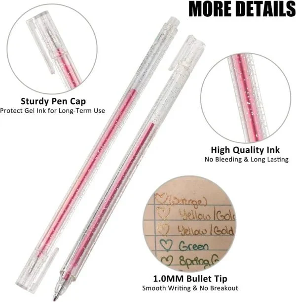 📢📢60 % de réduction !!!✨Set de Stylos Gel Pailletés Biodégradables 🎨 Écriture Douce, Couleurs Éclatantes & Idéal pour DIY, Coloriage & Créativité ! - Image 18