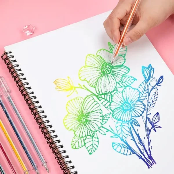 📢📢60 % de réduction !!!✨Set de Stylos Gel Pailletés Biodégradables 🎨 Écriture Douce, Couleurs Éclatantes & Idéal pour DIY, Coloriage & Créativité ! - Image 2