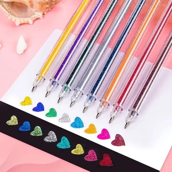 📢📢60 % de réduction !!!✨Set de Stylos Gel Pailletés Biodégradables 🎨 Écriture Douce, Couleurs Éclatantes & Idéal pour DIY, Coloriage & Créativité ! - Image 3