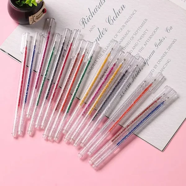 📢📢60 % de réduction !!!✨Set de Stylos Gel Pailletés Biodégradables 🎨 Écriture Douce, Couleurs Éclatantes & Idéal pour DIY, Coloriage & Créativité ! - Image 4