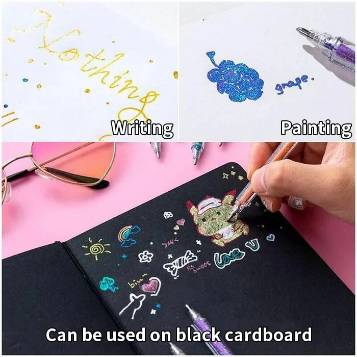 📢📢60 % de réduction !!!✨Set de Stylos Gel Pailletés Biodégradables 🎨 Écriture Douce, Couleurs Éclatantes & Idéal pour DIY, Coloriage & Créativité ! - Image 5