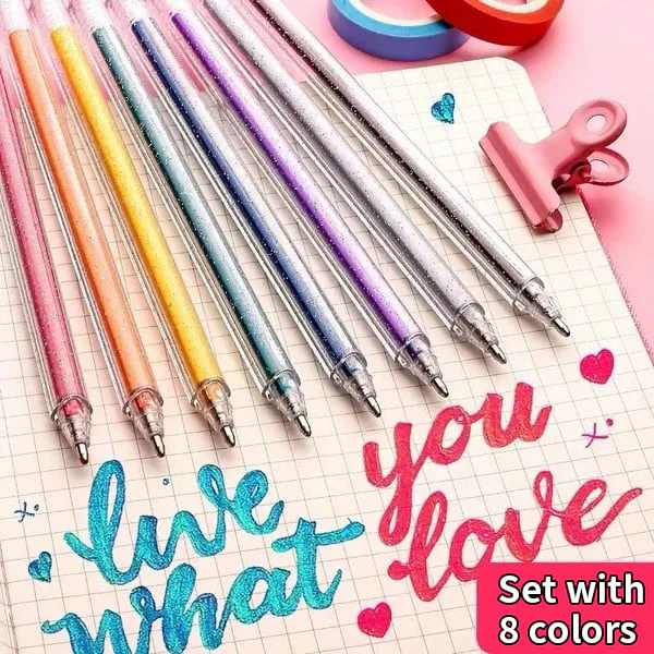 📢📢60 % de réduction !!!✨Set de Stylos Gel Pailletés Biodégradables 🎨 Écriture Douce, Couleurs Éclatantes & Idéal pour DIY, Coloriage & Créativité ! - Image 6