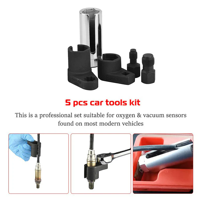 📢📢60 % DE RÉDUCTION !! ⏰🔧Jeu de 5 pièces comprenant une douille de décalage pour capteur O2 automobile et un chasse-filet - Image 5