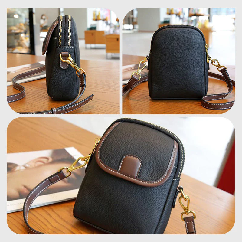 Sac à bandoulière classique en PU pour femmes avec fermeture à glissière double couche - Image 6