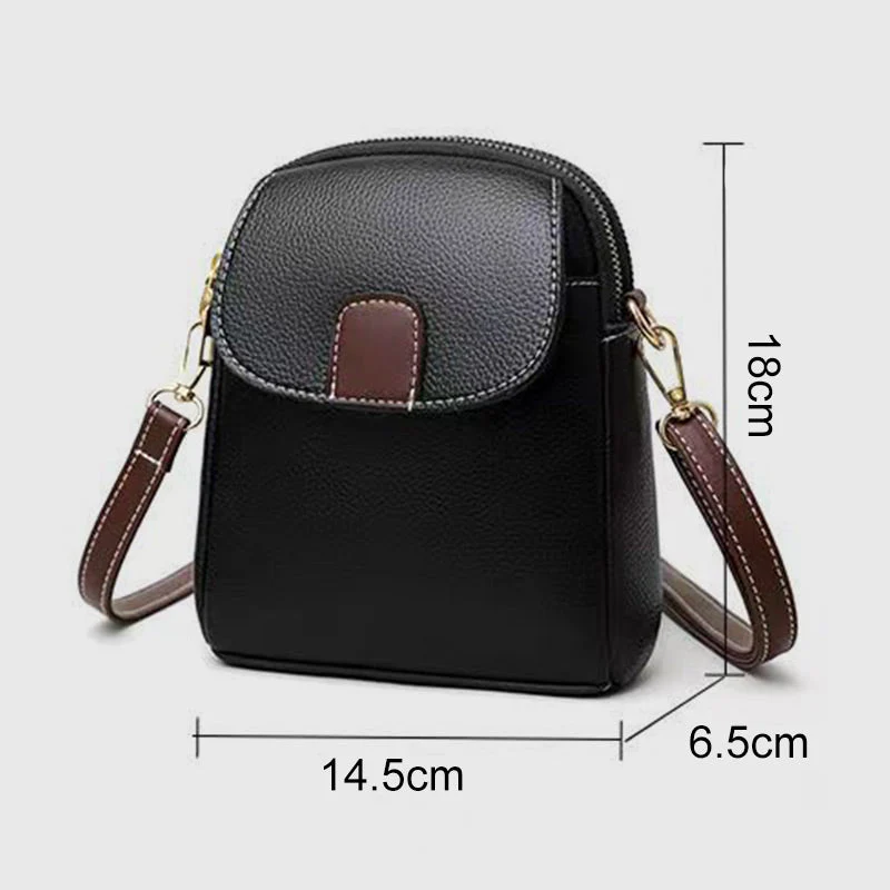 Sac à bandoulière classique en PU pour femmes avec fermeture à glissière double couche - Image 8