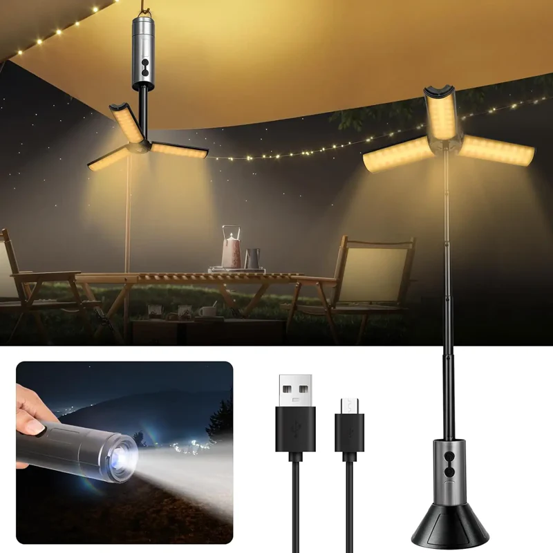 📢📢66 % de réduction !!! ✨Lampes de camping LED pliables et portables