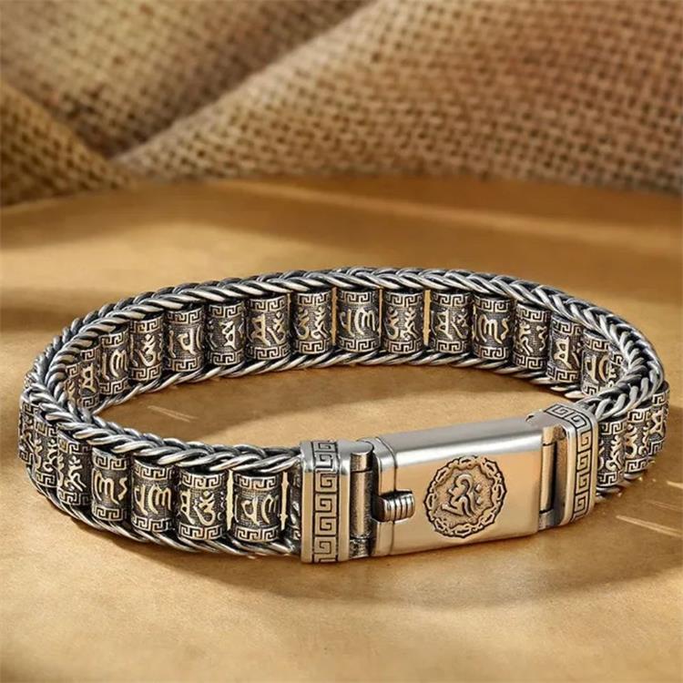 📢📢50 % de réduction !! ⏰ Bracelet Roue de Prière Tibétaine – Argent 925, Porte-Bonheur & Cadeau Saint-Valentin