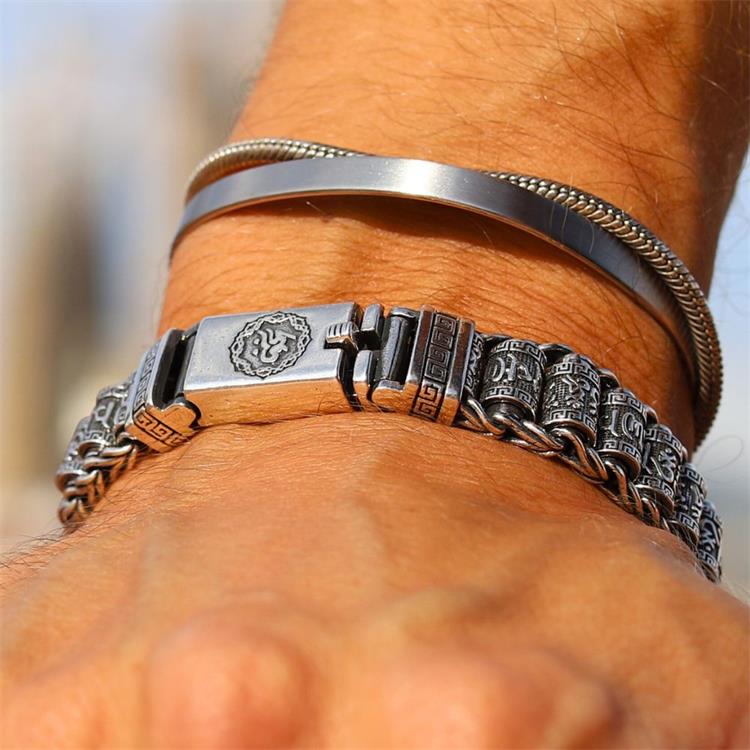 📢📢50 % de réduction !! ⏰ Bracelet Roue de Prière Tibétaine – Argent 925, Porte-Bonheur & Cadeau Saint-Valentin - Image 5
