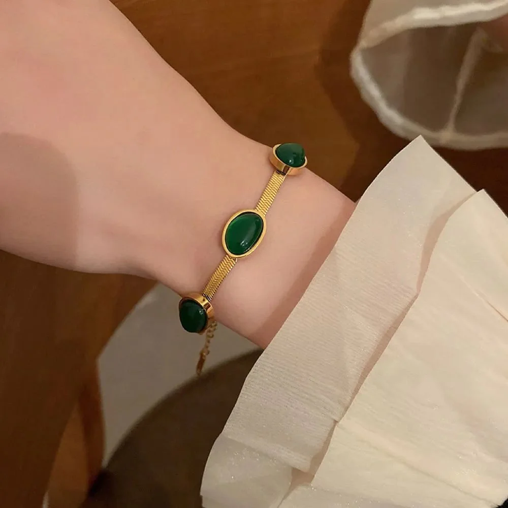 📿50 % de réduction💍Collier Emeraude Boucles d'oreilles Bracelet - Image 4