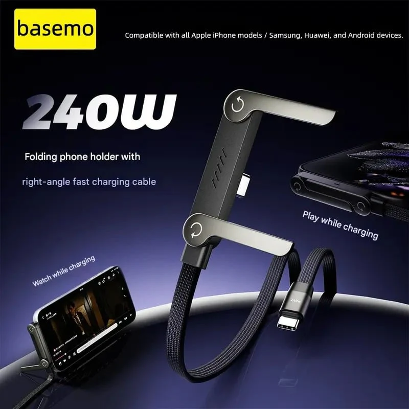 đąđą50 % de rĂ©duction !!â°CĂąble de charge rapide tressĂ© 2 en 1 avec support de tĂ©lĂ©phone intĂ©grĂ©