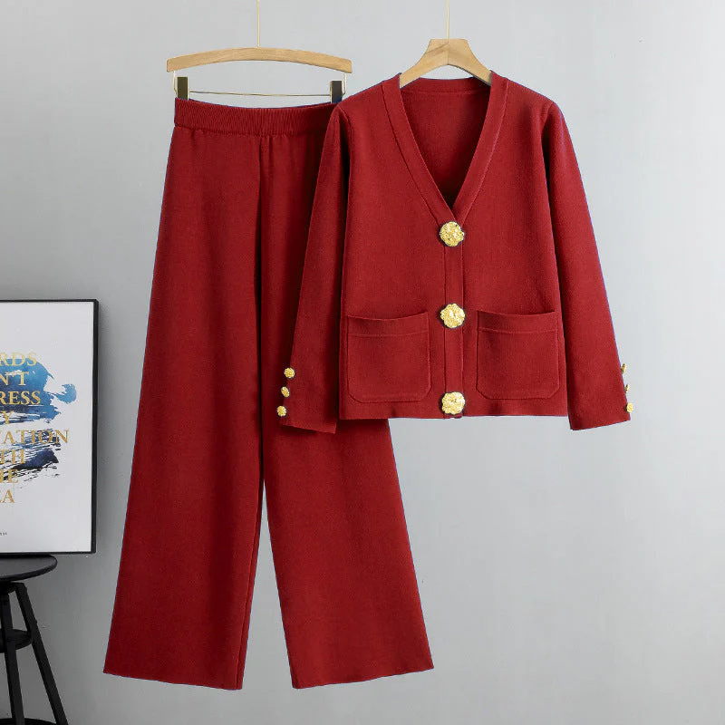👚👖 Ensemble Femme 2 Pièces Luxe – Boutons Métalliques, Pantalon Large & Viscose Douce ✨ Un Confort Quotidien et Élégant ! - Image 13