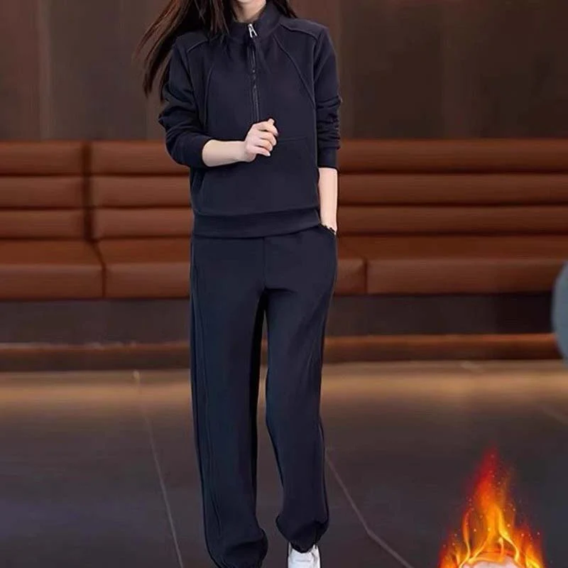 🧥👖Ensemble de 2 pièces : Sweat à capuche à demi fermeture éclair & Pantalon (style décontracté) 📢📢3 dernières heures : Grande vente⏰⏰ - Image 3