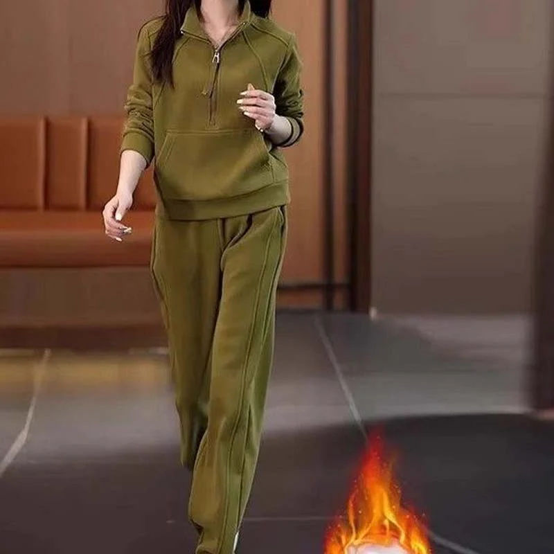 🧥👖Ensemble de 2 pièces : Sweat à capuche à demi fermeture éclair & Pantalon (style décontracté) 📢📢3 dernières heures : Grande vente⏰⏰ - Image 4