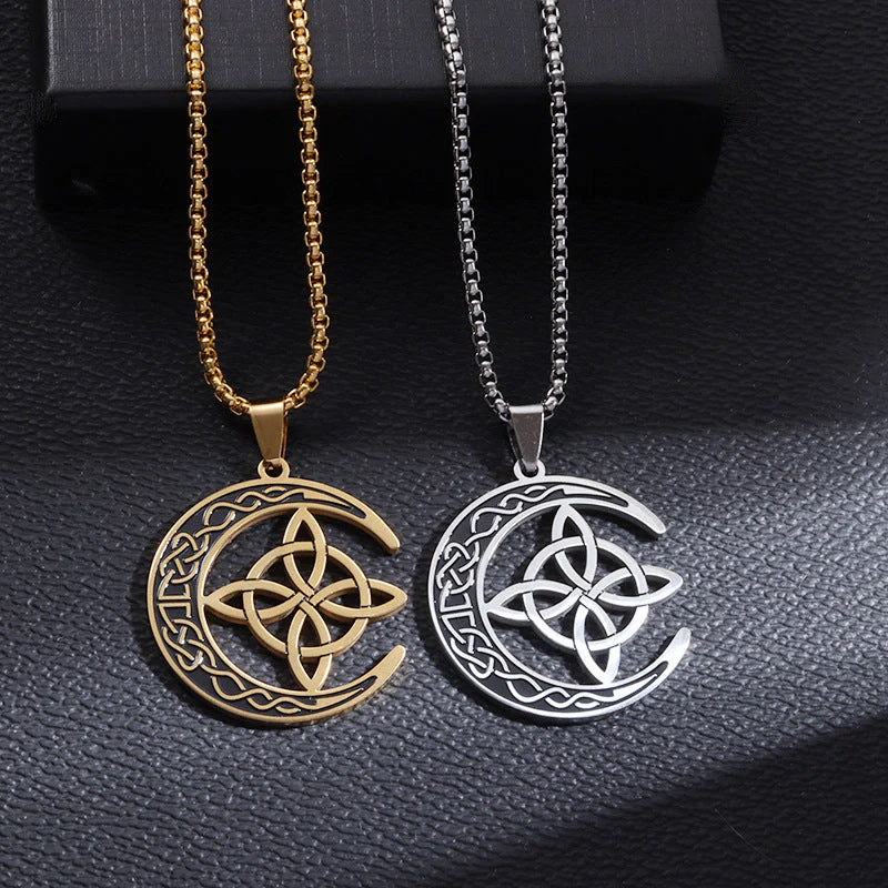 đ„ DERNIER JOUR â 67% DE RĂDUCTION !đ Collier Pendentif Lune Celtique â Acier Inoxydable, Unisexe & Symbolisme de Protection