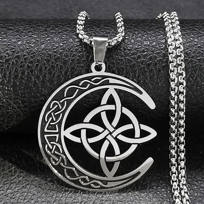 đ„ DERNIER JOUR â 67% DE RĂDUCTION !đ Collier Pendentif Lune Celtique â Acier Inoxydable, Unisexe & Symbolisme de Protection - Image 2