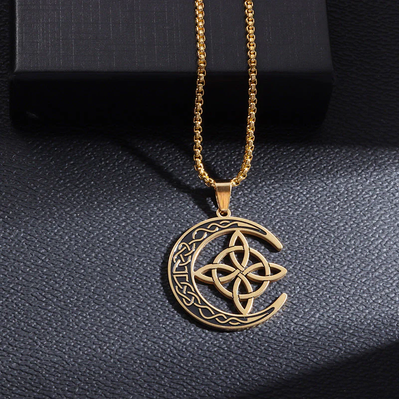 đ„ DERNIER JOUR â 67% DE RĂDUCTION !đ Collier Pendentif Lune Celtique â Acier Inoxydable, Unisexe & Symbolisme de Protection - Image 4
