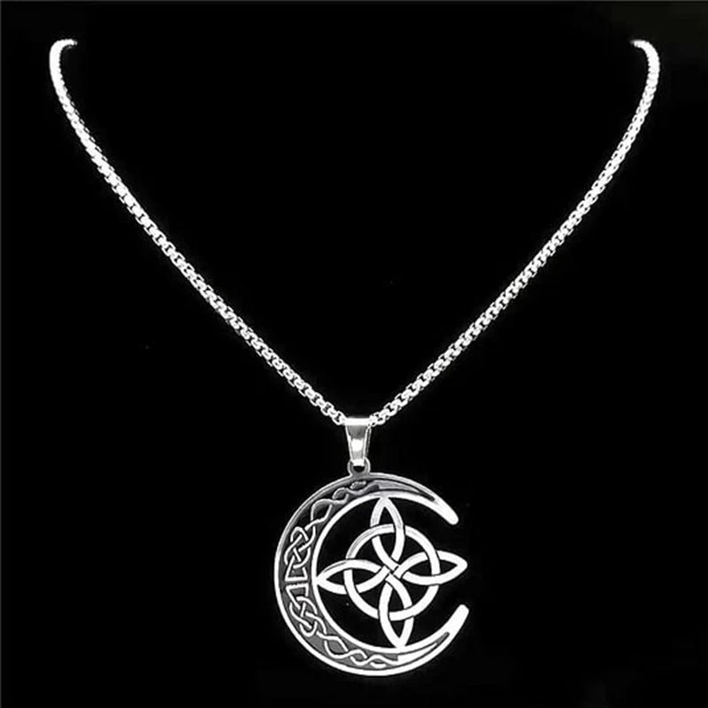 đ„ DERNIER JOUR â 67% DE RĂDUCTION !đ Collier Pendentif Lune Celtique â Acier Inoxydable, Unisexe & Symbolisme de Protection - Image 9