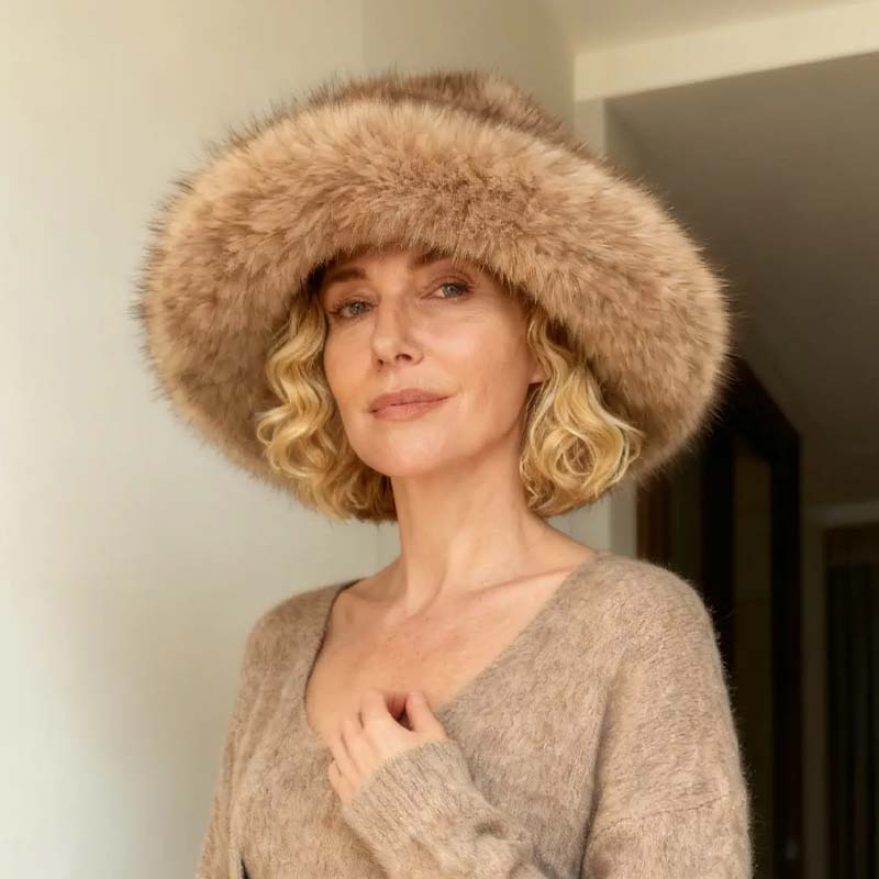Chic Warm Soft Faux Fur Fisherman Hat - Image 4