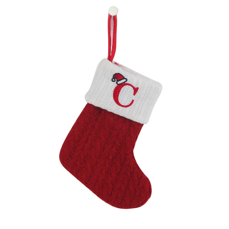 🔥SOLDES -50 % DE RÉDUCTION🔥  Chaussettes en tricot douillettes, sac cadeau brodé en forme de bonbon, chaussette de Noël avec lettre - Parfait pour les tout-petits ! - Image 13