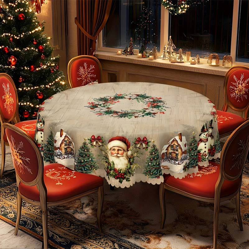 🔥 50% DE RÉDUCTION ! ✨ Nappe de Noël Lavable en Machine - Motifs Festifs, Polyester Résistant, Adaptée aux Tables Rondes et Rectangulaires 🎄🍽️ - Image 3
