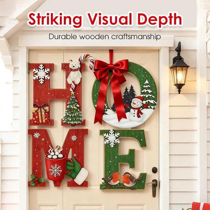 📢📢60 % de réduction !!!🎅Décoration murale en bois pour Noël avec lettres - HOME/JOY - Image 4