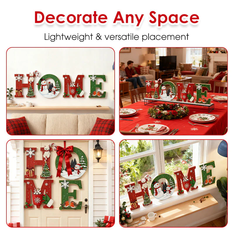 📢📢60 % de réduction !!!🎅Décoration murale en bois pour Noël avec lettres - HOME/JOY - Image 8