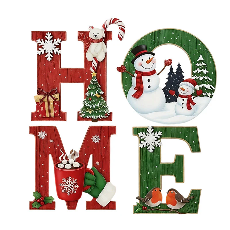 📢📢60 % de réduction !!!🎅Décoration murale en bois pour Noël avec lettres - HOME/JOY - Image 9