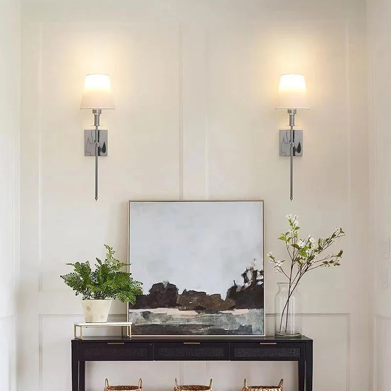 📢📢60 % de réduction !! ⏰ Lumière Douce & Accueil Chaleureux - Applique Murale Classique en Toile de Lin - Éclairage d‘Ambiance Apaisant
