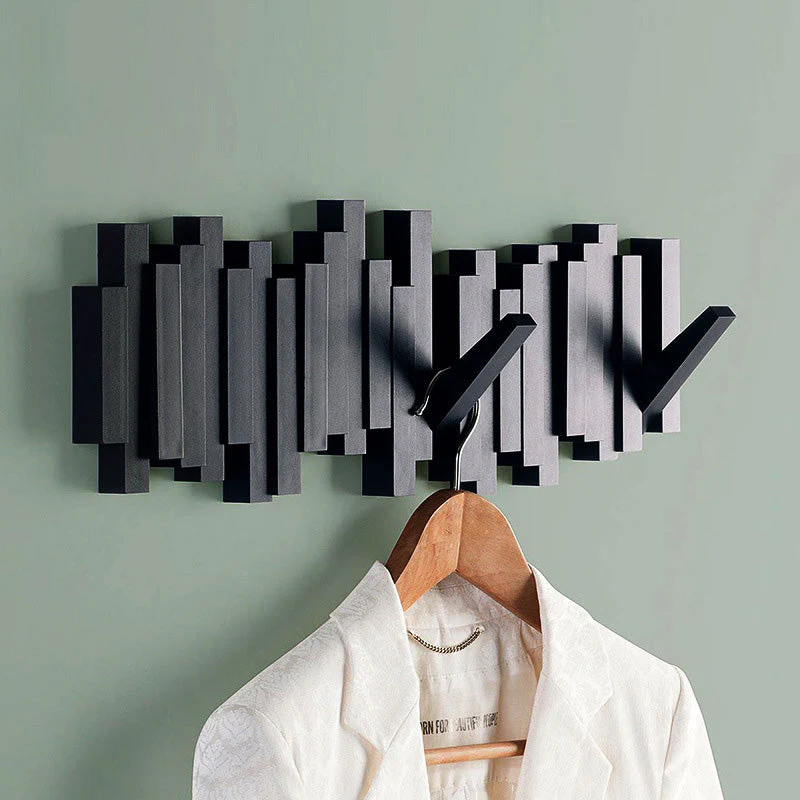 Porte-manteau mural créatif avec pinces rétractables