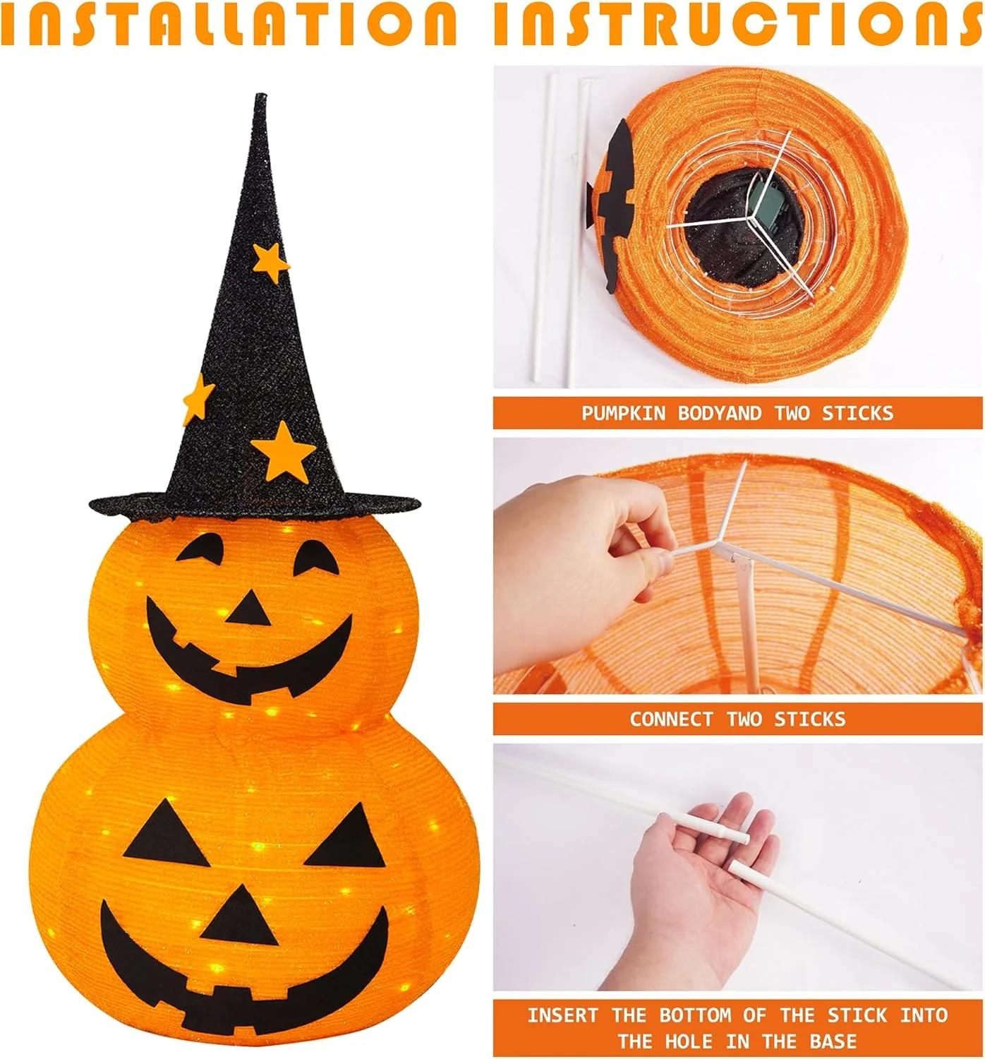 đ 60% DE RĂDUCTION ! đ Citrouilles Halloween Pliables - DĂ©corations RĂ©utilisables sans Stockage, RĂ©sistantes aux IntempĂ©ries pour ExtĂ©rieur/IntĂ©rieur đ âš - Image 4