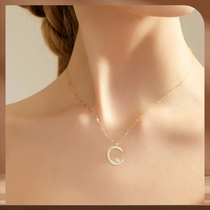 Collier Étincelant avec Pendentif d'Étoile et de Lune - Image 2